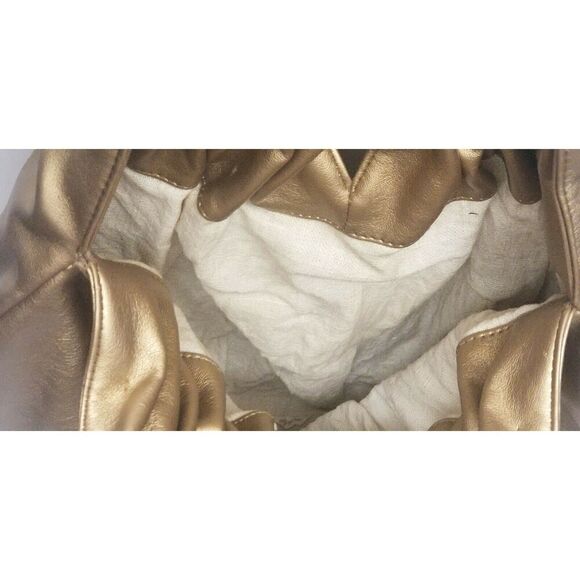 JOY MANGANO COLLECTION METALLIC GOLD OVERSIZED CRUNCH BAG - Picture 5 of 5